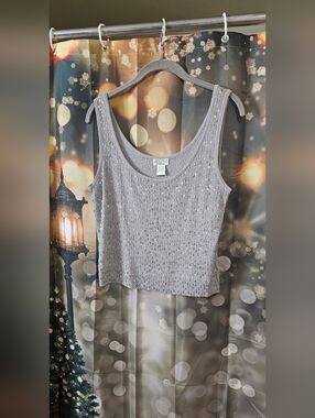 Silver Sparkle Scoop Neck Tank